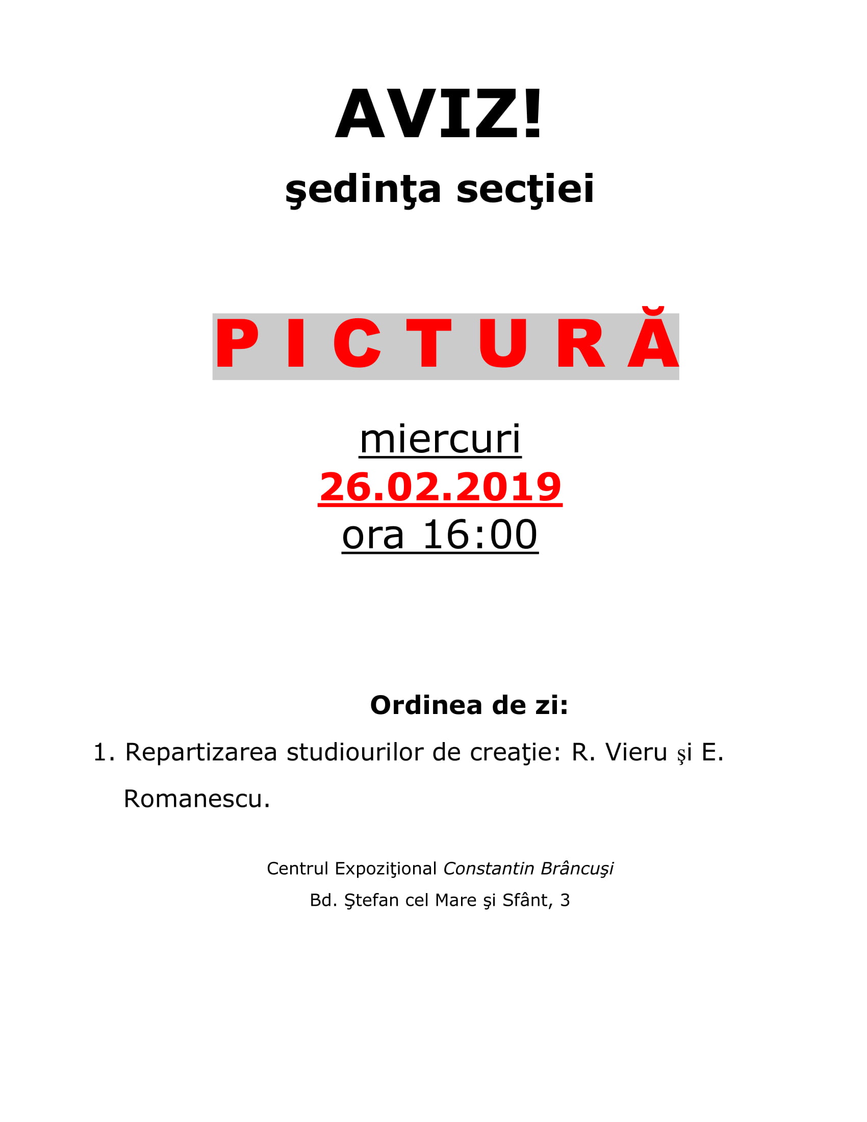Şedinţa secţiei Pictură